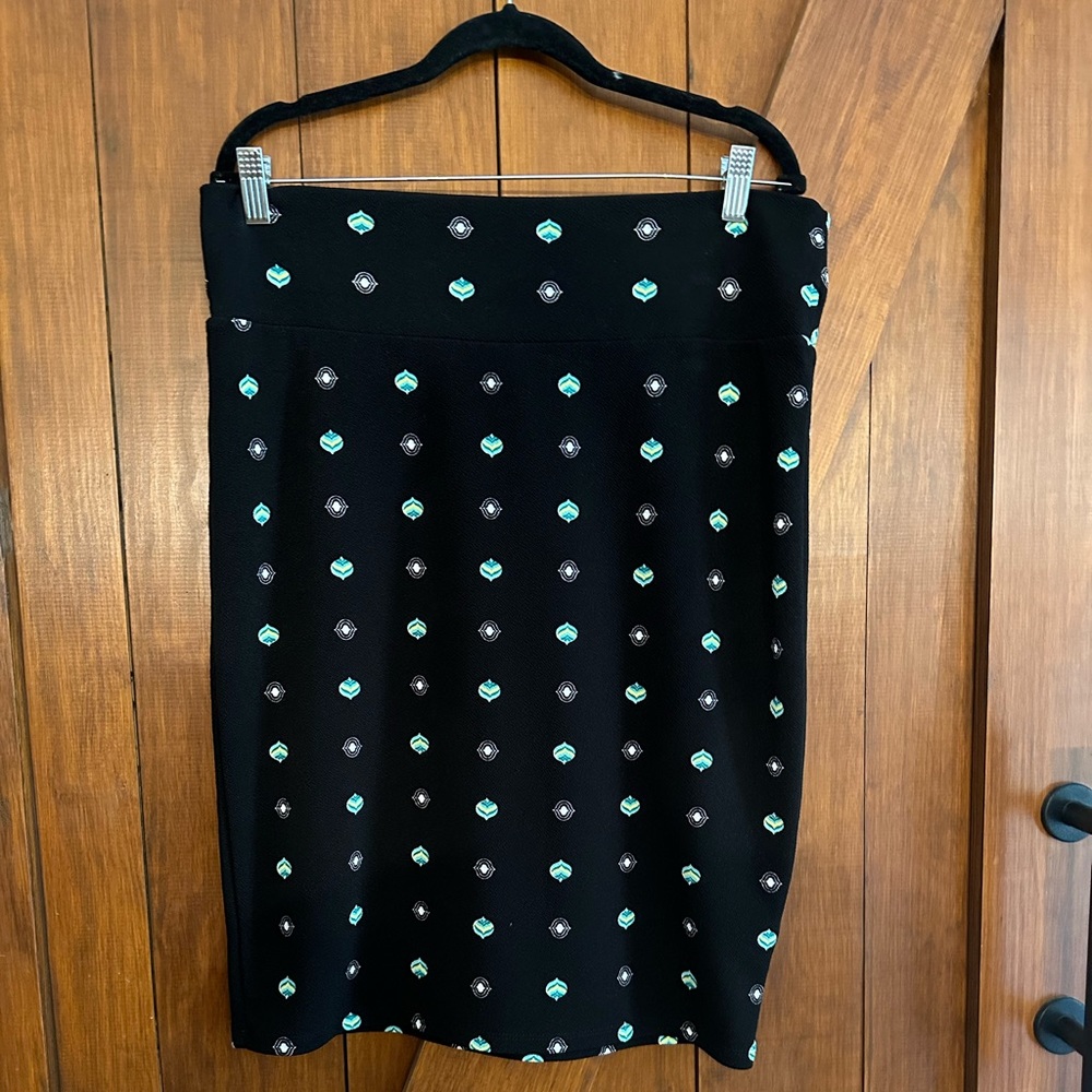 LuLaRoe skirt size XL Black with white &  teal details